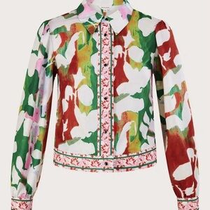 MONSOON WOMEN JERSEY BLOUSE LIGHT JACKET SIZE LARGE HOLDEN FLORAL SIZE LARGE NEW
